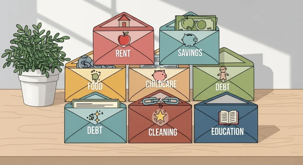 monthly budget categories for single moms including rent groceries and childcare
